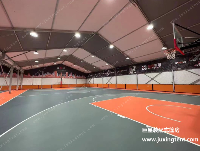 浙江温州篮球场馆篷房 两组并排搭建共用立柱